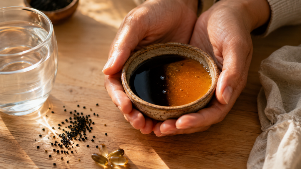 Cure de nigelle : programme 30 jours pour renforcer son immunité rituel matin cure de nigelle miel et huile à jeun